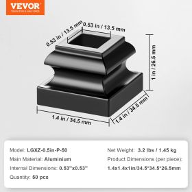 VEVOR Aluminum Alloy Baluster Shoes Stair Flat Shoe With Screw Holes For Square Scroll Basket Twist Knuckle Staircase Balusters Metal Spindle Rai (Option: Black 50pcs)