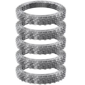 VEVOR Razor Wires, 246 Ft Razor Barbed Wire, 5 Rolls Razor Wire Fencing Razor Fence, Razor Ribbon Barbed Wire Galvanized Razor Wire Fence, Rolls (Option: 246Ft)