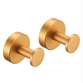 Round Base Wall Hanging Towel Hook With Screws- Brushed Gold Coat Hook, 2 Pack, For Entry Shoe Cabinet, Wardrobe Bathroom Bedroom Furniture Hardw (Color: Gold)