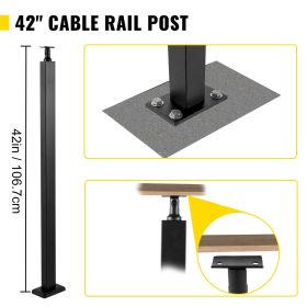 VEVOR Cable Rail Post Level Deck Stair Post 42 X 1.97 X 1.97 Cable Handrail Post Stainless Steel Brushed Finishing Deck Railing DIY Picket Withou (Color: Black)