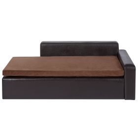 VEVOR Pet Sofa, Dog Couch For Large-Sized Dogs And Cats, Soft Leather Dog Sofa Bed, 110 Lbs Loading Cat Sofa, Black (Color: Black)
