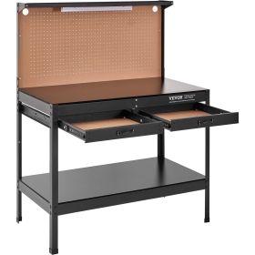 VEVOR Workbench A3 Steel Work Bench For Garage Max. 1500W Heavy Duty Workbench 220lbs Weight Capacity Bench Top Thickness Hardwood Workbench 1.5m (Color: Black)