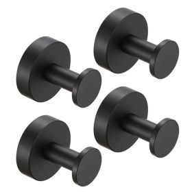 Round Base Wall Hanging Coat Hook With Screws- Matte Black Towel Hook, 4 Pack, For Entry Shoe Cabinet, Wardrobe Bathroom Bedroom Furniture Hardwa (Color: Black)