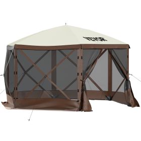 VEVOR Camping Gazebo Tent, 6 Sided Pop-up Canopy Screen Tent For 8 Person Camping, Waterproof Screen Shelter Portable Storage Bag, Ground Stakes, (Option: 10x10 ft)