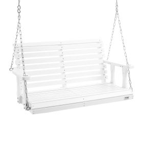 VEVOR Wooden Porch Swing 4 Ft, Patio Bench Swing For Courtyard & Garden, Upgraded 880 Lbs Strong Load Capacity, Heavy Duty Swing Chair Bench With (Color: White)