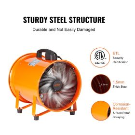 VEVOR Portable Ventilator, 12 Inch Heavy Duty Cylinder Fan With 16.4ft Duct Hose, 585W Strong Shop Exhaust Blower 3198CFM, Industrial Utility Blo (Color: Orange)