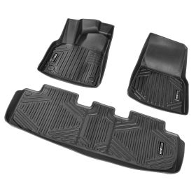 Automotive Floor Mats Fits For Tesla Model Y 2021-2024 3 Pcs TPE Liners (Color: Black)