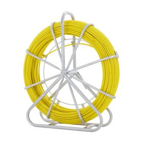 VEVOR Fish Tape Fiberglass, 492 Ft, Duct Rodder Fishtape Wire Puller, Cable Running Rod With Steel Reel Stand, 3 Pulling Heads, Fishing Tools For (Color: Yellow)