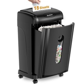 Woolsche Paper Shredder, 18-Sheet Cross Cut, 8 Gallon Pull Out Bin, P-4 Security Level, Shred Paper And Credit Card And Durable&Fast For Home Off (Color: Black)
