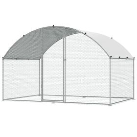 VEVOR Chicken Coop, 9.8x6.5x6.5ft Walk-in Large Metal Chicken Run For Yard With Waterproof Cover, Doom Roof Hen House With Security Lock For Outd (Option: ACR322)
