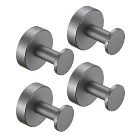 Round Base Wall Hanging Coat Hook With Screws- Gun Grey Towel Hook, 4 Pack, For Entry Shoe Cabinet, Wardrobe Bathroom Bedroom Furniture Hardware (Option: Gun ash)