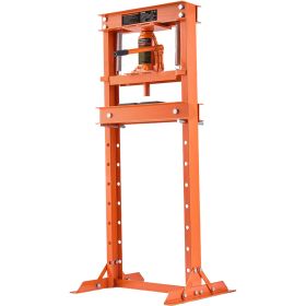 VEVOR Hydraulic Shop Press, 12 Ton H-Frame Hydraulic Garage Shop Floor Press, Adjustable Shop Press With Press Plates, Heavy Duty Hydraulic Press (Color: Orange)
