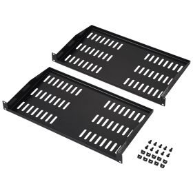 VEVOR 2PCS 1U Server Rack Shelf Depth Vented Rack Mount Shelf Tray (Option: Black 2PCS)