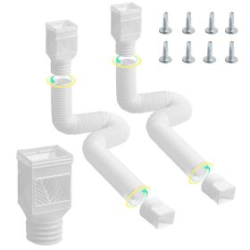 Rain Gutter Downspout Extensions 2-Pack Flexible Downspout Extender White (Option: White 2PCS)