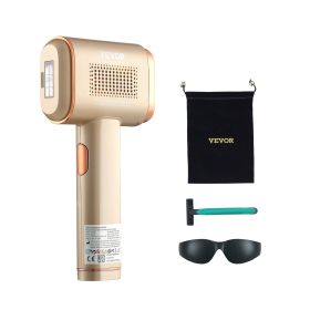 VEVOR IPL Hair Removal, Permanent Hair Removal With Sapphire Ice Cooling System, Painless At-Home Hair Removal Device For Women Men, Auto Manual (Color: Gold)