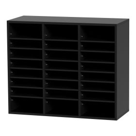VEVOR Wood Literature Organizer, 24 Compartments, File Sorter With Removable Shelves, Mailboxes Slot For Office Home Classroom Mailrooms Organiza (Color: Black)