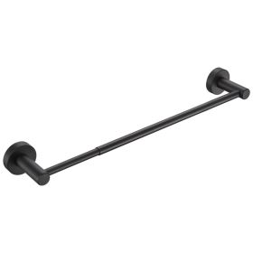 16-27 In Adjustable Expandable Towel Bar For Bathroom Kitchen Thicken Space Aluminum Wall Mount Matte Black (Color: Black)