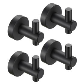 Round Base Wall Hanging Hook With Screws- Matte Black Hook, 4 Pack, For Entry Shoe Cabinet, Wardrobe Bathroom Bedroom Furniture Hardware (Option: Black-4pcs)