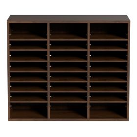 VEVOR Literature Organizers, 24 Compartments Office Mailbox With Adjustable Shelves, Wood Literature Sorter 29x12x24.4 Inches For Office, Home, C (Color: Brown)