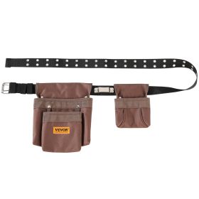 VEVOR Tool Belt, Adjusts From 29 Inches To 54 Inches, Polyester Heavy Duty Tool Pouch Bag, Detachable Tool Bag For Electrician, Carpenter, Handym (Color: Brown)