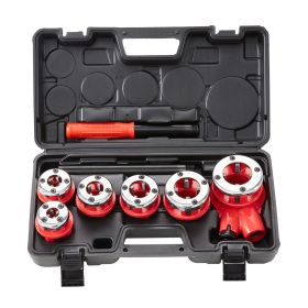 VEVOR Ratchet Pipe Threader Kit,  Manual Ratcheting Pipe Threader, Portable Pipe Threading Tool Set With 6PCS NPT Dies, Storage Case For Galvaniz (Option: Orange Black)