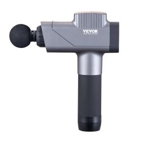 VEVOR Massage Gun Deep Tissue, Percussion Muscle Massager For Athletes - With 8 Speed Levels & 6 Massage Heads, 16V 2500mAh Batteries, Handheld (Color: Grey)
