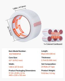 Clear Packing Tape 18 Rolls 65 Yards Heavy Duty Clear Packing Tapes 2.7 Mil (Option: 65Yards 18Rolls)