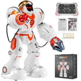 VEVOR RC Robot Toy Battle Robot For Kids Remote Control Robotic Toy Programmable (Color: White)