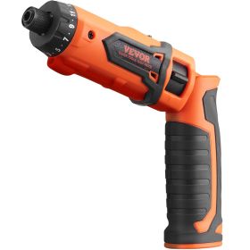VEVOR Cordless Screwdriver, 4V 7Nm Electric Screwdriver Rechargeable Set With 11 Accessory Kit And Charging Cable, LED Light Dual Position Handle (Option: Black Orange)
