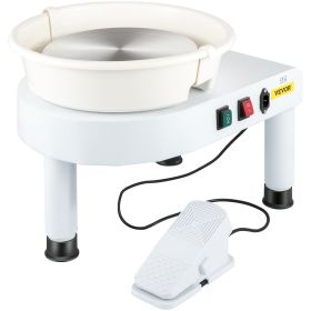 VEVOR Pottery Wheel 11in Ceramic Wheel Machine Lift Legs Foot Pedal DIY Tool Kit (Color: White)