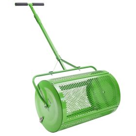 VEVOR Compost Spreader Peat Moss Spreader Push Tow-Behind Lawn Roller Green (Color: Green)