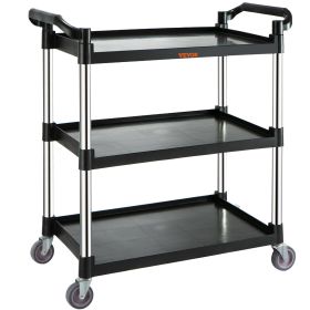 VEVOR Utility Service Cart, 3 Shelf Heavy Duty 154LBS Food Service Cart, Rolling Utility Cart With Lockable Wheels, Plastic Utility Cart For Kitc (Option: 83x40x95cm)