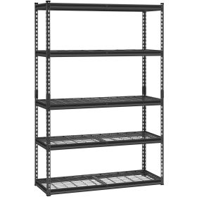 Storage Shelves 5 Tier Adjustable Heavy Duty Garage Shelving Units 2500 Lbs (Color: Black)