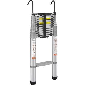 VEVOR Telescoping Ladder, 15 FT Aluminum One-button Retraction Collapsible Extension Ladder, 400 LBS Capacity With Non-slip Feet, Portable Multi- (Option: 4590mm)