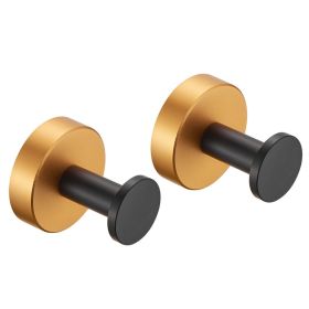 Round Base Wall Hanging Coat Hook With Screws- Black Gold Towel Hook, 2 Pack, For Entry Shoe Cabinet, Wardrobe Bathroom Bedroom Furniture Hardwar (Option: Black gold)