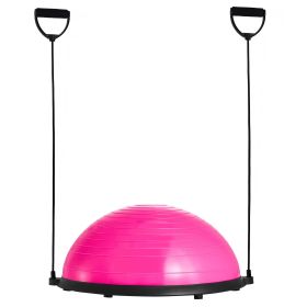 VEVOR Half Exercise Ball Trainer, 23 Inch Balance Ball Trainer, 660lbs Capacity Stability Ball, Yoga Ball With Resistance Bands & Foot Pump, Stre (Color: Pink)