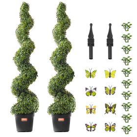 VEVOR 2 Pack 5' Artificial Boxwood Topiary Tree Faux Plant UV Decor In Outdoor (Option: 2pcs)
