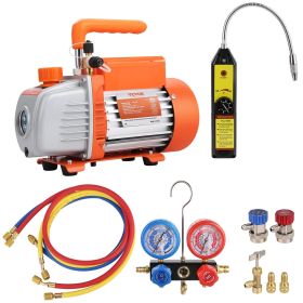 VEVOR   4.5 CFM AC VacuumPump And Gauge Set, Single Stage Rotary Vane HVAC Air VacuumPump   Refrigerant Kit Manifold Gauge Set, With Three-Color (Option: Vacuum Pump And Gauge Set)