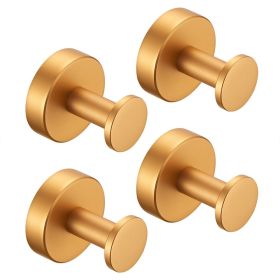 Round Base Wall Hanging Coat Hook With Screws- Brushed Gold Towel Hook, 4 Pack, For Entry Shoe Cabinet, Wardrobe Bathroom Bedroom Furniture Hardw (Color: Gold)
