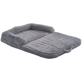 VEVOR Human Dog Bed 72 X48x10in Large Human Size Dog Bed Washable PV Velvet (Option: Gray)