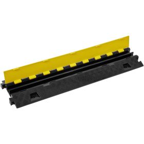 VEVOR 2 Channel Cable Protector Ramp 22000 Lbs Load TPU Wire Cable Cover Ramp (Option: Black Yellow)