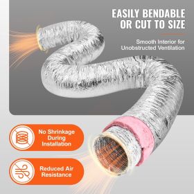 VEVOR Dryer Vent Hose,  Insulated Flexible Duct 25FT Long With 2 Duct Clamps, Heavy-Duty Three Layer Protection For HVAC Heating Cooling Ventilat (Option: OW108)