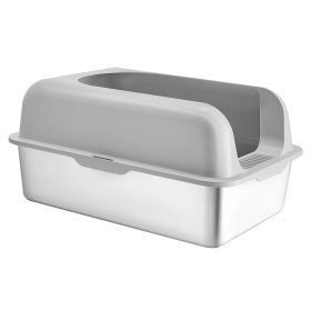VEVOR 6 In Deep Cat Litter Box Odor-Free Litter Box With Filtering Foot Board (Option: Cat Litter Box)