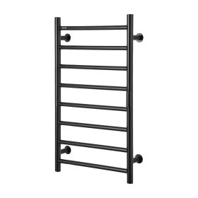 VEVOR 8 Bars Towel Warmer Rack Wall Mounted Heated Towel Rack For Bathroom Black (Color: Black)
