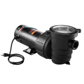 VEVOR Swimming PoolPump 1.5HP 115V 1100W, Single SpeedPumps For Above Ground, 5280 GPH Max. Flow, Certification Of ETL For Security (Color: Black)