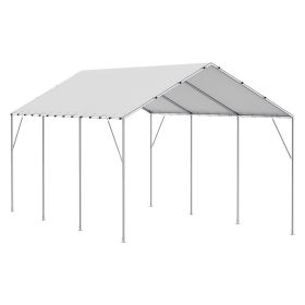 VEVOR 10 X 20 Ft Carport Replacement Canopy Cover, Garage Top Tent Shelter Tarp Heavy-Duty Waterproof & UV Protected, Easy Installation With 40 B (Color: White)
