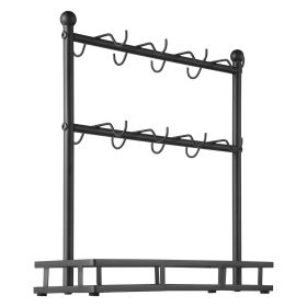 Coffee Mug Holder For Countertop 16 Hooks Cup Rack With Storage Base Organizer (Option: Matte Black)