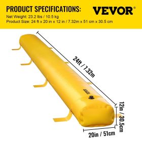 VEVOR Flood Bag, 24 Ft Length X 12 In Height, Reusable PVC Water Diversion Tubes, Lightweight With Excellent Waterproof Effect Used For Doorways, (Color: Yellow)