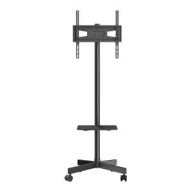 VEVOR Mobile TV Stand, Mobile TV Cart For 23 To 60 Inch TVs, Height Adjustable Portable TV Stand With Wheels, With A Tray For Audio-Visual Device (Color: Black)