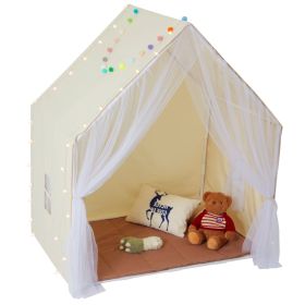 VEVOR Kids Play Tent, Kids Tent For Kids 1-5 Years Old, Toddler Tent With Mat And Tent Lamp, Tent For Kids With Windows For Indoor And Outdoor, Y (Color: Beige)